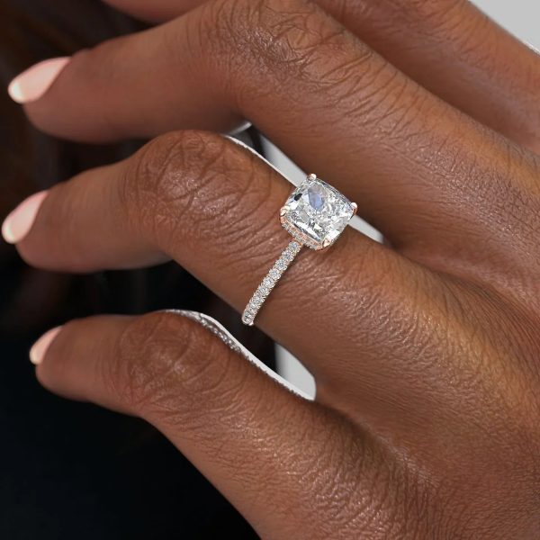 The Low Profile Kamellie Set With A 3 Carat Cushion Lab Diamond Cheap