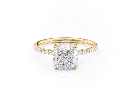 The Low Profile Kamellie Set With A 2.5 Carat Cushion Lab Diamond For Sale