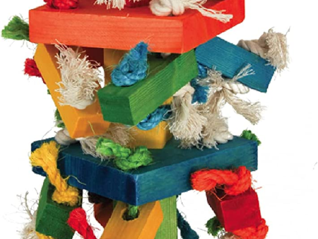 Knots N Blocks Bird Toy, Bird Toys, for Parrots, Cockatoos, Macaws, Very Large Birds and Big Beaks Supply