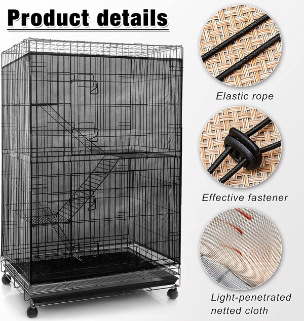 Adjustable Bird Cage Net Cover Birdcage Seed Feather Catcher Soft Skirt Guard Birdcage Nylon Mesh Netting for Parrot Parakeet Macaw round Square Cages (Black,118 X 39.4 Inch  300 X 100 Cm) Online