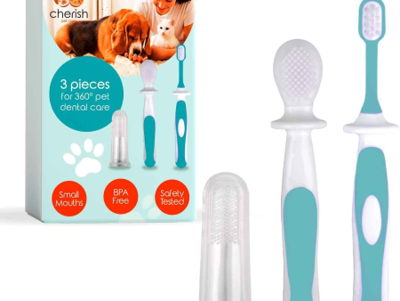 3 Piece Dog Toothbrush Kit - Dog Finger Toothbrush, Double-Sided Toothbrush, and Small Doggie Toothbrush - Freshen Breath & Remove Plaque Build-Up with This Cat Toothbrush and Puppy Toothbrush Set Online Hot Sale