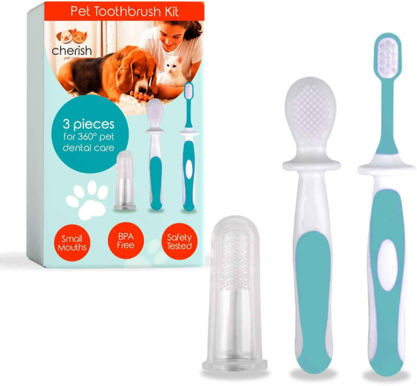 3 Piece Dog Toothbrush Kit - Dog Finger Toothbrush, Double-Sided Toothbrush, and Small Doggie Toothbrush - Freshen Breath & Remove Plaque Build-Up with This Cat Toothbrush and Puppy Toothbrush Set Online Hot Sale