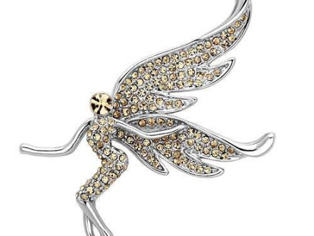 Imitation Rhodium White Metal Brooches with Top Grade Crystal  in Champagne Online Hot Sale