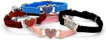 Heart Bling Cat Collar with Safety Belt and Bell 8-11 Inches Hot on Sale